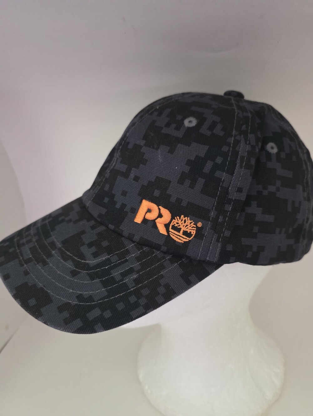 Kids Black Digital Camo Baseball Cap with Orange Logo